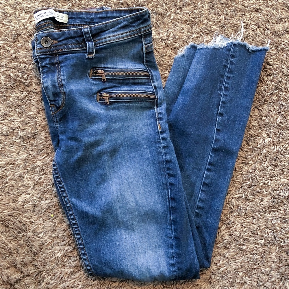 Zara Z1975 Raw Hem Ankle Jeans